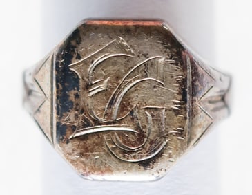 EDWARD GEIN'S SILVER RING AND GREETING CARD