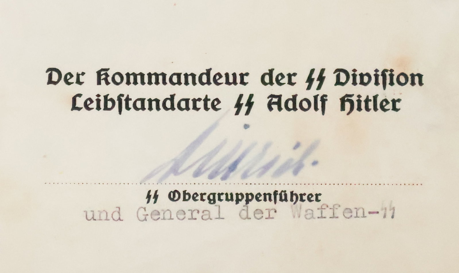 JOSEF 'SEPP' DIETRICH: (1892-1966) German SS General, one of Nazi Germany's most decorated soldiers. Prior to 1929 he was Hitler's chauffeur and bodyguard but received rapid promotion after his participation in the Night of