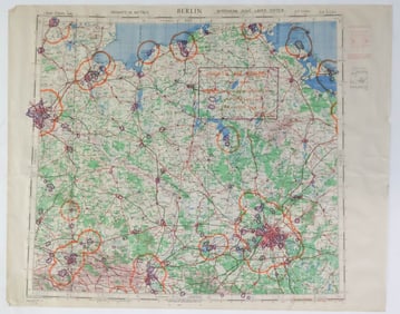 EIGHTH AIR FORCE MAP OF FLAK ZONES OVER NORTHERN GERMANY