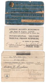 NUREMBERG GUARD'S TRIAL AND PRISON PASSES (4)