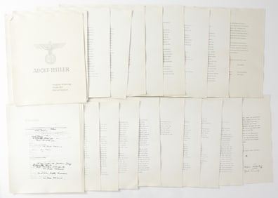 OFFICIAL COPY OF HITLER'S MARRIAGE CERTIFICATE, POLITICAL TESTAMENT, AND PRIVATE WILL