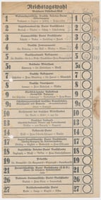 REICHSTAG ELECTION BALLOT
