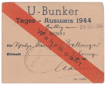 U-BOAT BUNKER PASS
