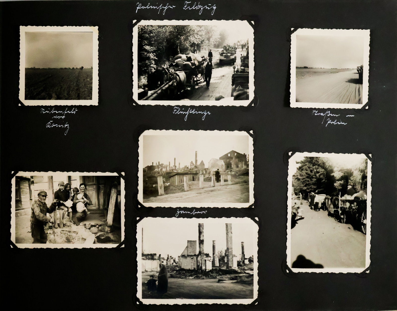 PHOTO ALBUM OF A GERMAN SOLDIER: A large album, 70pp. oblong 4to., containing approx. 100 b/w images, taken by Heer soldier Hans Herbert Lichtenberg, who served in Poland, Russia, and France. Within these pages are images of soldiers