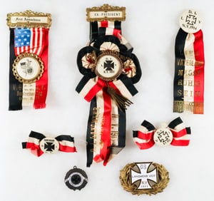 GERMAN-JEWISH MILITANT ASSOCIATION PINS AND RIBBONS (8)
