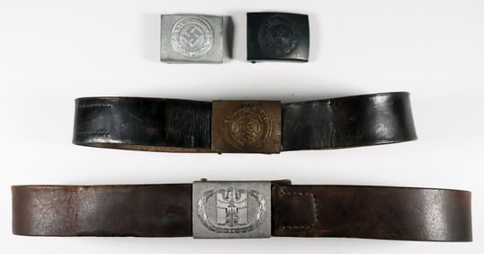 GERMAN BELT BUCKLES AND BELTS (5)