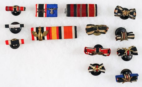 IRON CROSS AND OTHER RIBBONS AND LAPEL BUTTONS (13)