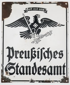 'PRUSSIAN REGISTRY OFFICE' ENAMELED SIGN