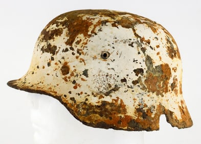 GERMAN 'DUG' CAMOUGLAGED HELMET FROM BASTOGNE