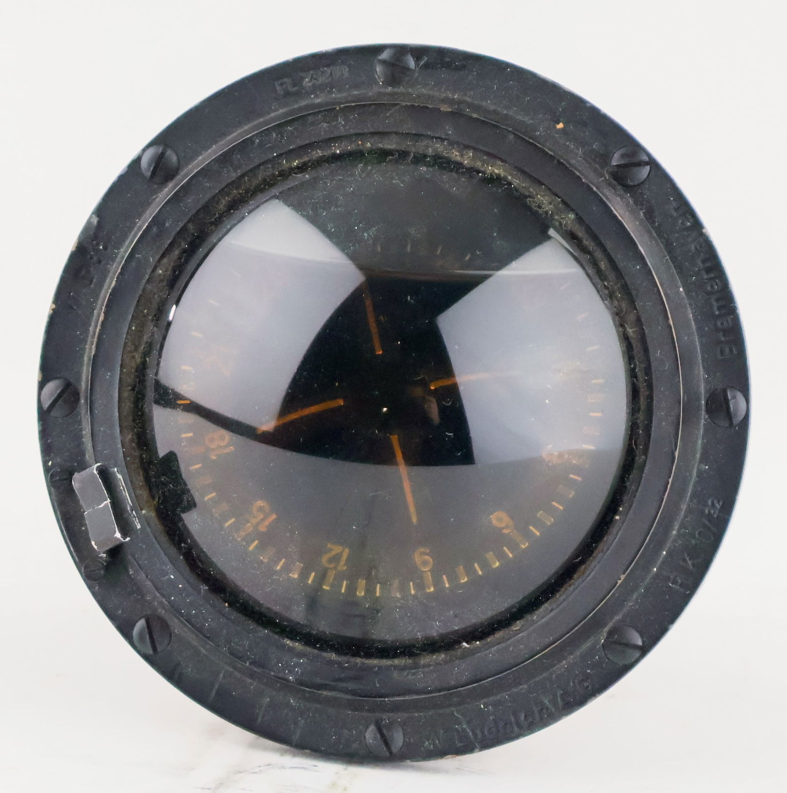 LUFTWAFFE ORTERKOMPASS: A liquid stabilized compass found in the cockpit of a Luftwaffe fighter. The instrument has the original Bakelite seal with the manufacturer's information, as well as a copper ring surrounding the low