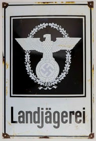 NAZI POLICE 'LANDJAGEREI' PORCELAIN SIGN