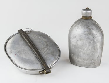 SOLDIER'S CANTEEN AND MESS KIT TRENCH ART