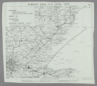 BRITISH MAPS OF ZEPPELIN ATTACKS ON ENGLAND (6)