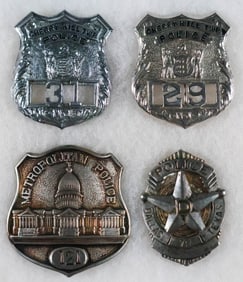 ANTIQUE POLICE BADGES (4)