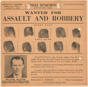 WILLIE SUTTON WANTED POSTER