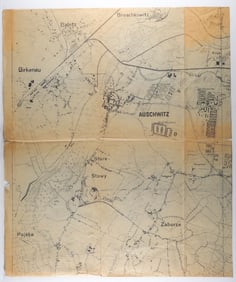 PERIOD GERMAN MAP OF AUSCHWITZ-BIRKENAU