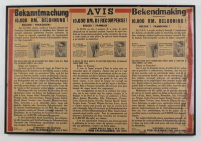 GEN. VON FALKENHAUSEN OFFERS A REWARD FOR BELGIAN RESISTANCE FIGHTERS