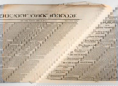 THE NEW YORK HERALD ON DEATH OF LINCOLN, APRIL 1865