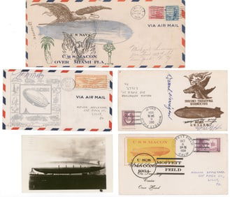 U.S.S. MACON SIGNED AND COMMEMORATIVE COVERS (5)