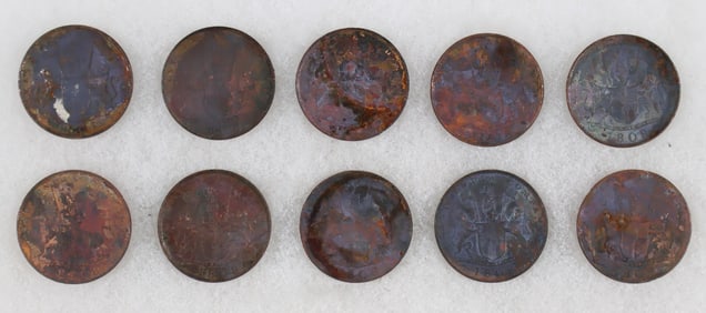 1808 ADMIRAL GARDNER EAST INDIA COMPANY SHIPWRECK COINS (10)