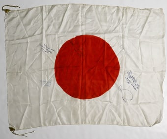 ATOMIC BOMB MISSIONS SIGNED JAPANESE FLAG