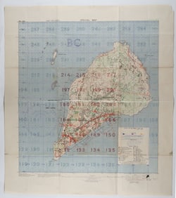 BATTLE-USED MAP OF IWO JIMA