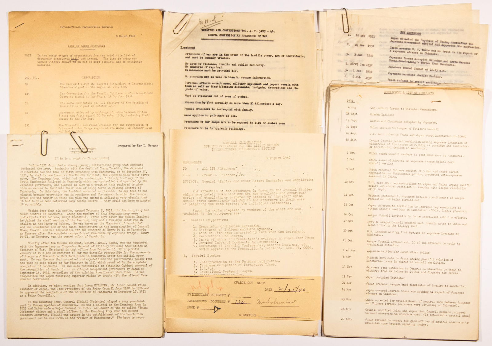 (TOKYO WAR CRIMES TRIBUNAL) REPORT ON ‘ALL MILITARY AGGRESSION IN CHINA’ (1 of 8)