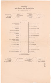SEATING CHART FOR HITLER’S DINNER WITH JAPANESE MINISTER MATUSOKA
