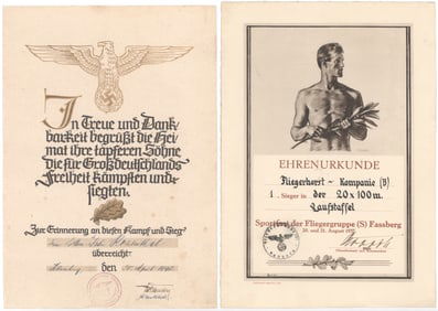 NAZI ATHLETIC COMMENDATION