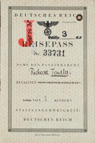 'J'-STAMPED PASSPORT OF AN AUSTRIAN INDUSTRIALIST AND HIS TWIN GIRLS
