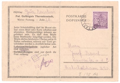 LETTER FROM THERESIENSTADT CONCENTRATION CAMP