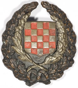 EARLY INDEPENDENT STATE OF CROATIA ARMY OFFICER’S CAP BADGE