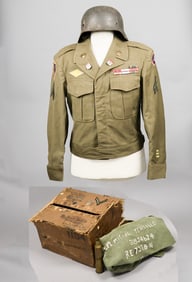 CAPTURED GERMAN M40 HELMET WITH BRING-BACK PAPERS (4)