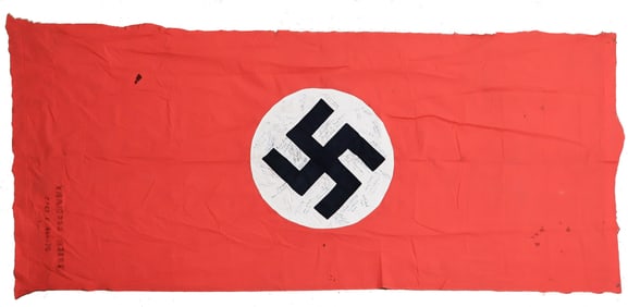 CAPTURED GERMAN FLAG SIGNED THE DAY AFTER THE FALL OF TRIER