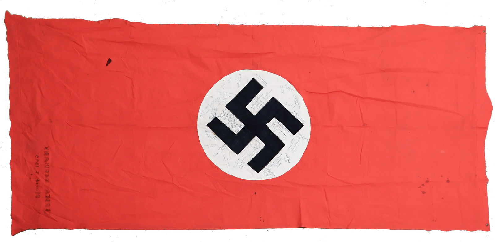 CAPTURED GERMAN FLAG SIGNED THE DAY AFTER THE FALL OF TRIER (1 of 3)