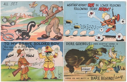 AMERICAN ANTI-AXIS PROPAGANDA POSTCARDS (9)