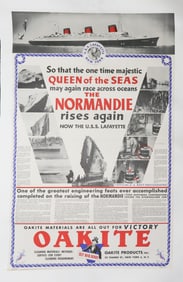 PASSENGER SHIP NORMANDIE IS REBUILT POSTER