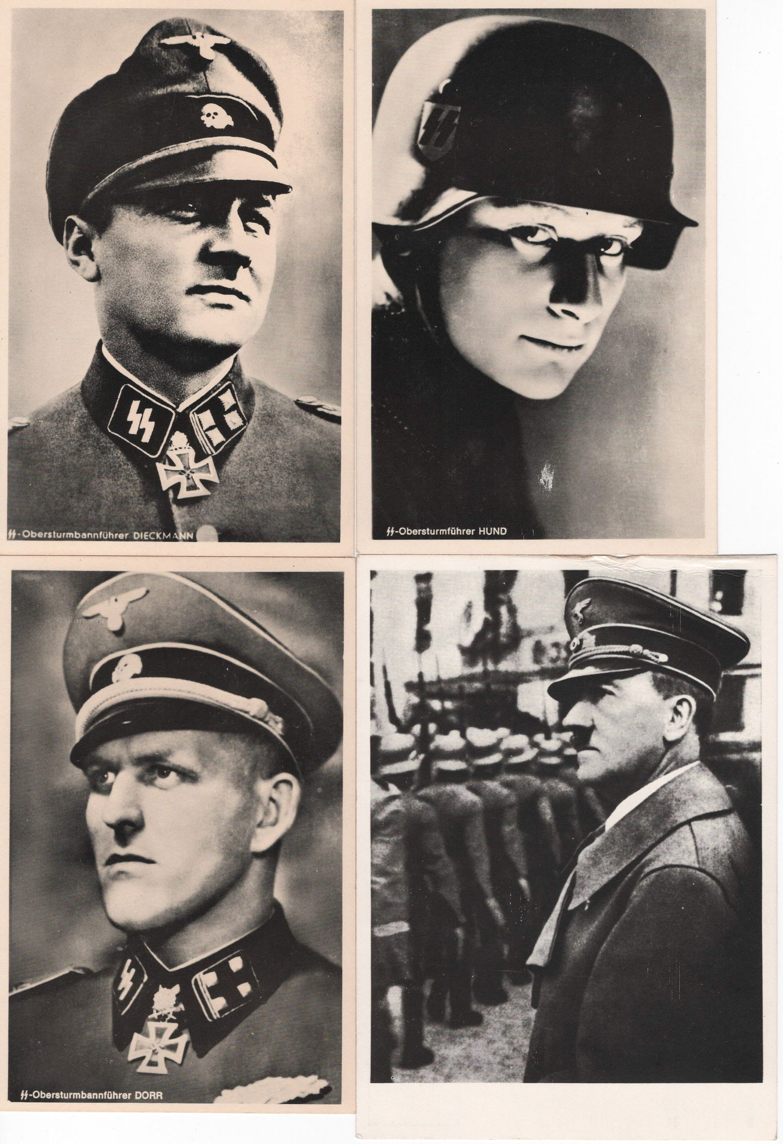 THIRD REICH PROPAGANDA POSTCARDS (27): Fine lot of twenty-seven Third Reich-era gravure and lithograph propaganda postcards, each approx. 5.5 x 3.5 in., two color and the remainder b/w. Notable examples include: three Hoffman gravure postc