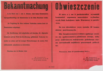 WARSAW POLICE COMMANDER ANNOUNCES THE EXECUTION OF COMMUNIST SABOTEURS