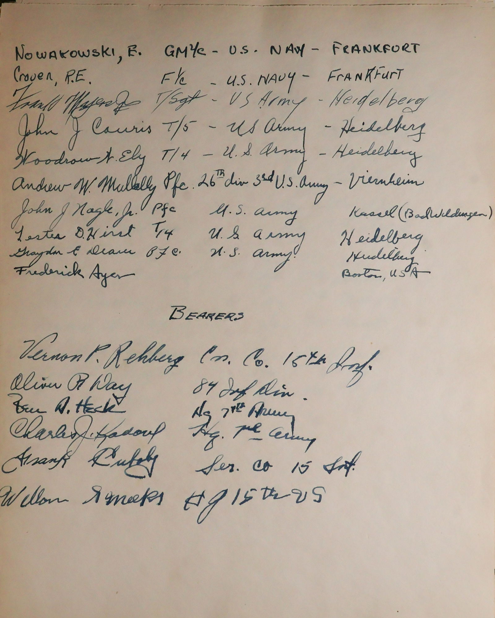 THE VISITOR'S BOOK USED AT THE FUNERAL OF GEORGE S. PATTON (1 of 8)