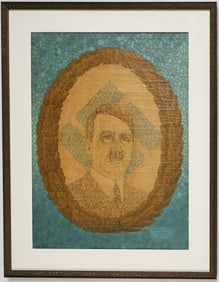 ORIGINAL PORTRAIT OF ADOLF HITLER, INCORPORATING HIS ANNOUNCEMENT OF WAR AGANST GREECE AND
