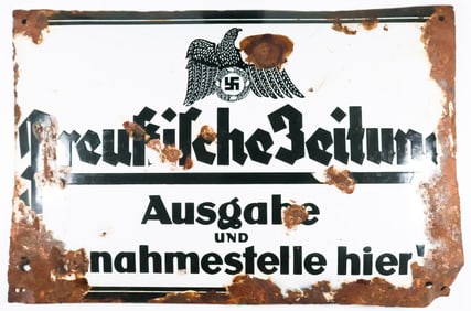 ‘PREUSSISCHE ZEITUNG’ ENAMEL PLAQUE