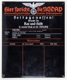 NSDAP ENAMEL MEETING SIGN