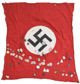 CAPTURED, 'DECORATED' NSDAP FLAG