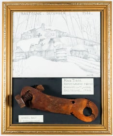 WHEEL BOLT AND CONNECTOR FROM A KING TIGER TANK KNOCKED OUT NEAR BASTOGNE