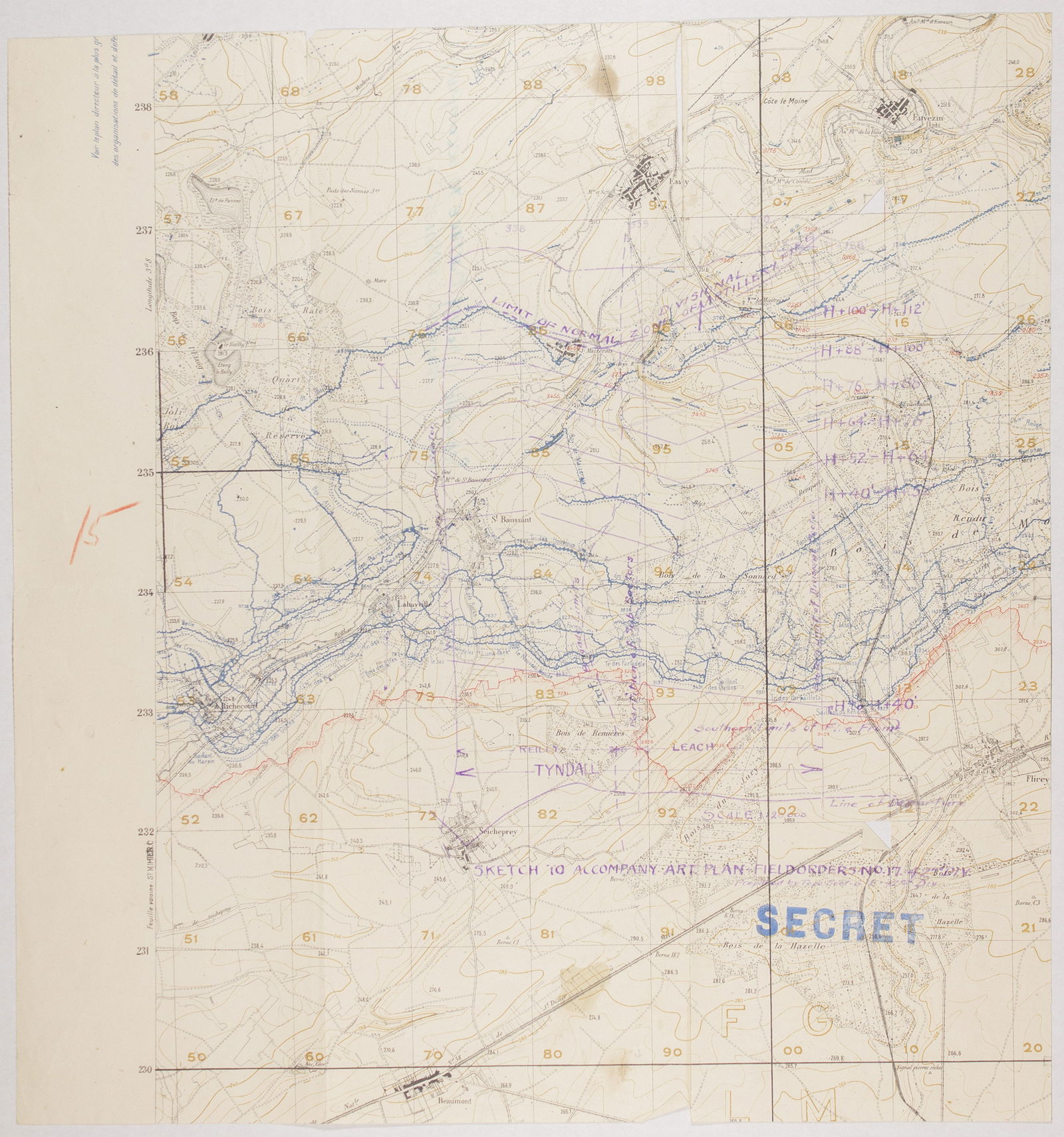 BATTLE OF ST. MIHIEL ARTILLERY BARRAGE MAP, USED BY COL. WILLIAM J. DONOVAN (1 of 5)