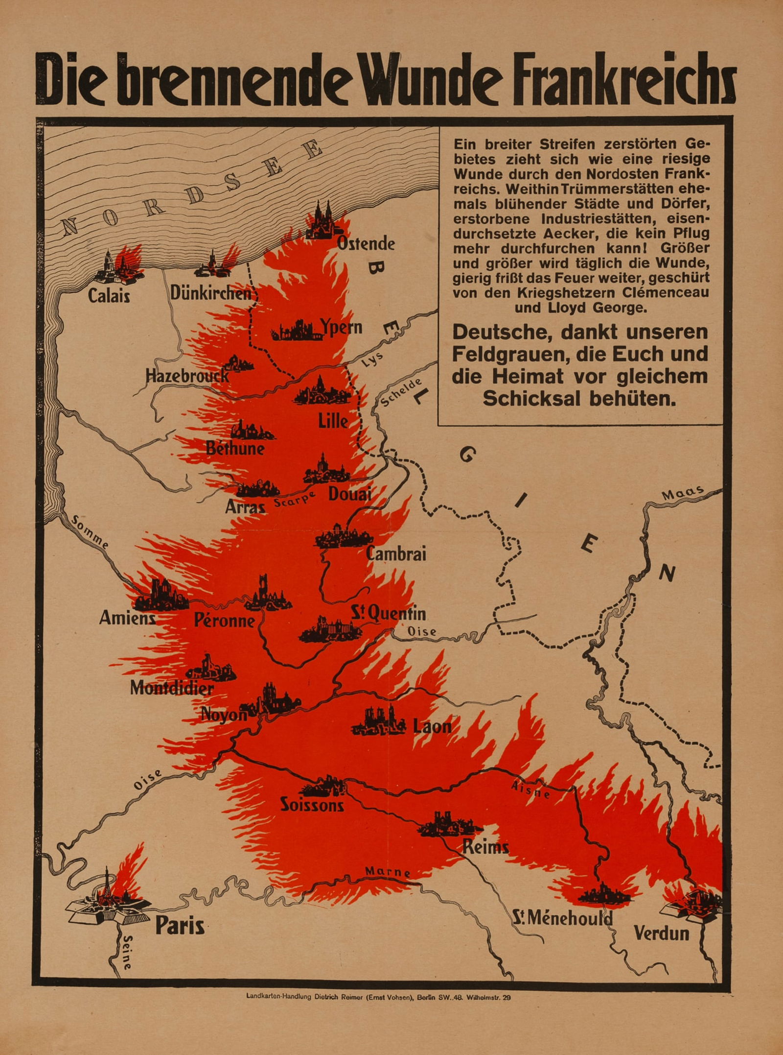 GERMAN PROPAGANDA POSTER: 'THE BURNING WOUND OF FRANCE' (1 of 1)