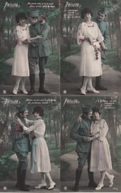 FRENCH AND BELGIAN ARMY ROMANTIC AND PATRIOTIC POSTCARDS (35)