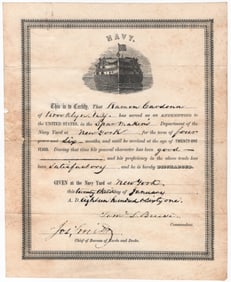 (UNION NAVY) REAR ADMIRALS JOSEPH SMITH AND SAMUEL L. BREESE DISCHARGE A SPARMAKER TO JOIN THE ARMY