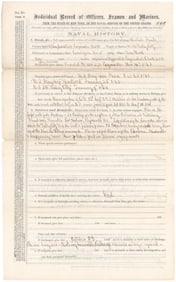 (UNION NAVY) USS HARTFORD PAYMASTER’S NAVAL SERVICE RECORD